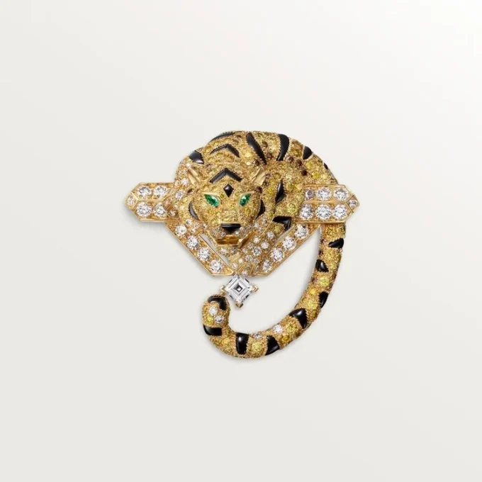 Brož Faune Et Flore De Cartier, žluté, oranžové a hnědé diamanty, pavé