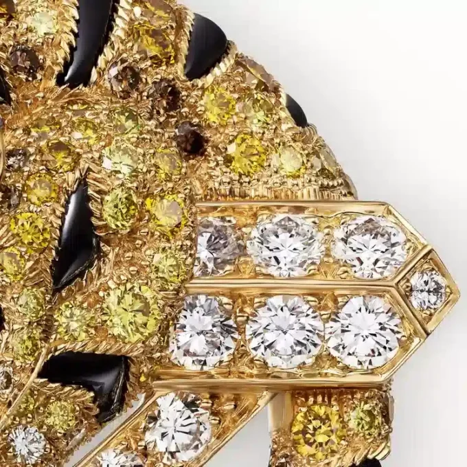 Brož Faune Et Flore De Cartier, žluté, oranžové a hnědé diamanty, pavé