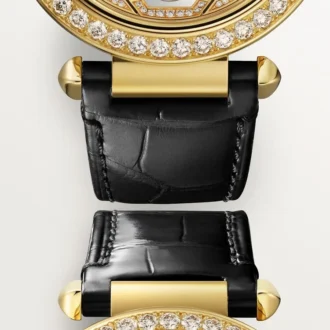 Další šperky Panthere Hodinky – 41 mm, ručně natahovaný mechanický strojek, 18karátové žluté zlato, diamanty, vyměnitelné kožené řemínky – Cartier