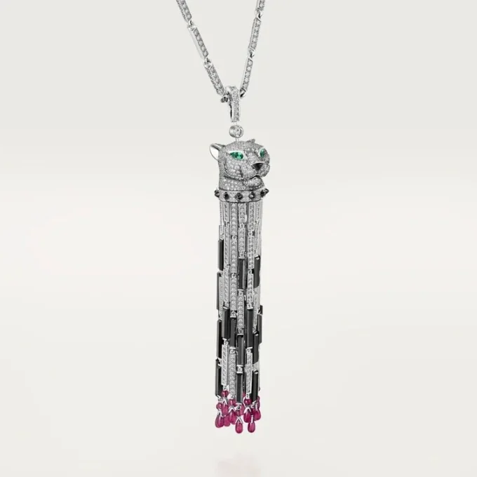 Dlouhý náhrdelník Panthere De Cartier, rubín, víceúčelový, velký model, pavé