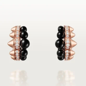 Kruhové náušnice Clash De Cartier, onyx, extra velký model, diamanty