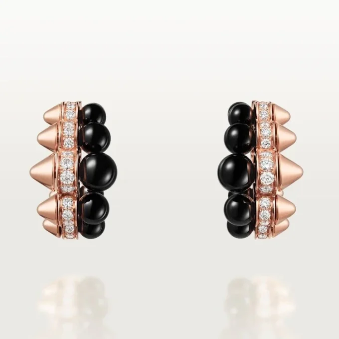 Kruhové náušnice Clash De Cartier, onyx, extra velký model, diamanty
