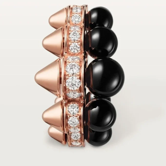Kruhové náušnice Clash De Cartier, onyx, extra velký model, diamanty