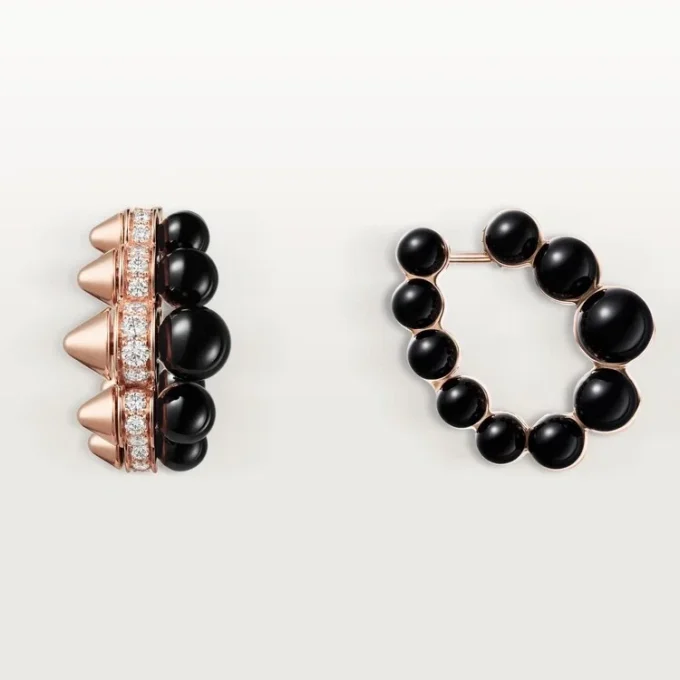 Kruhové náušnice Clash De Cartier, onyx, extra velký model, diamanty