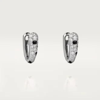 Malé kruhové náušnice Panthere Diamond, bílé zlato | Cartier Us