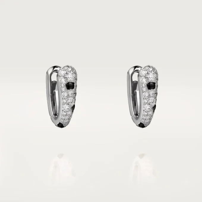 Malé kruhové náušnice Panthere Diamond, bílé zlato | Cartier Us