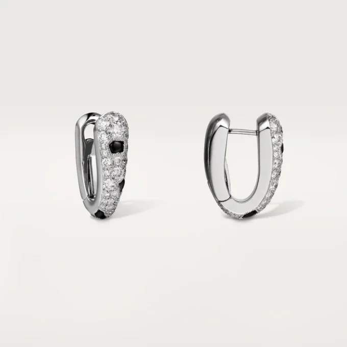 Malé kruhové náušnice Panthere Diamond, bílé zlato | Cartier Us