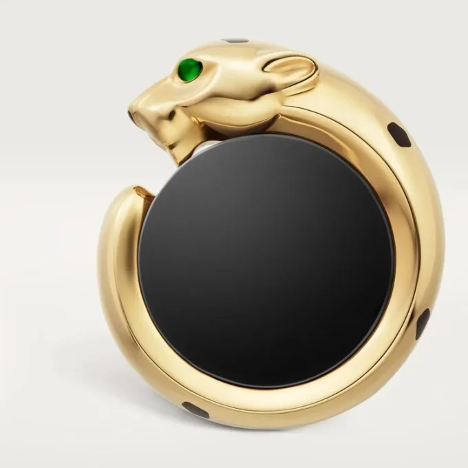 Manžetové knoflíčky Panthere De Cartier – žluté zlato, onyx, tsavority a černý lak – Cartier