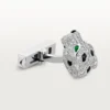 Manžetové knoflíčky Panthere De Cartier – rhodiované bílé zlato, diamanty, smaragdy, onyx – Cartier