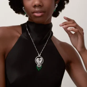 Náhrdelník Faune Et Flore De Cartier, smaragdové kapky, pavé