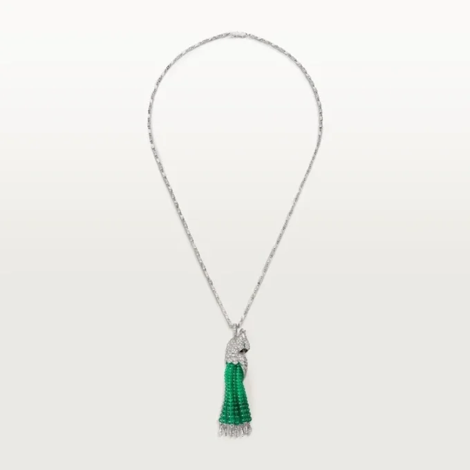 Náhrdelník Faune Et Flore De Cartier, smaragdové korálky, pavé