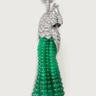 Náhrdelník Faune Et Flore De Cartier, smaragdové korálky, pavé
