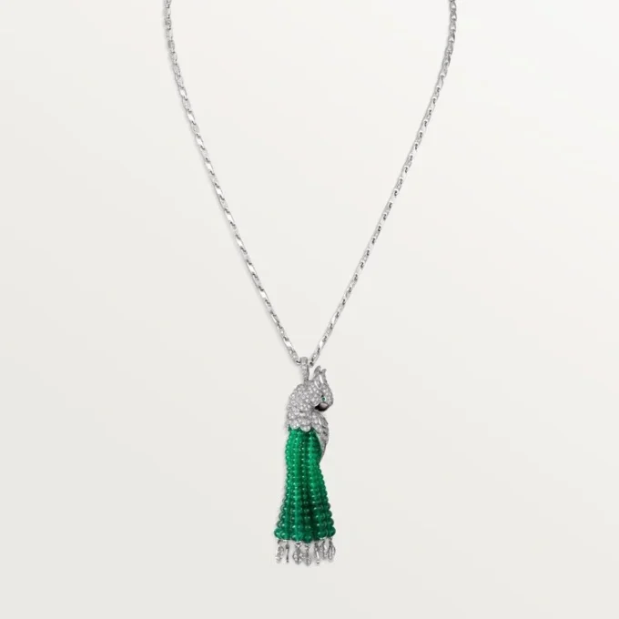 Náhrdelník Faune Et Flore De Cartier, smaragdové korálky, pavé