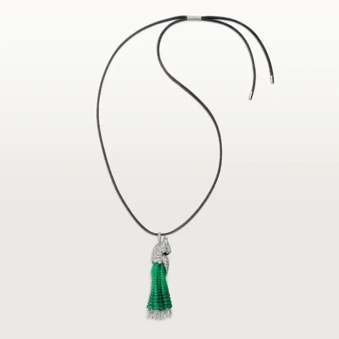Náhrdelník Faune Et Flore De Cartier, smaragdové korálky, pavé