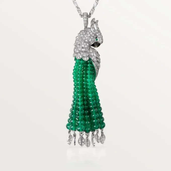 Náhrdelník Faune Et Flore De Cartier, smaragdové korálky, pavé