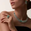 Náhrdelník Geometrie & Contrastes, chrysopras, pavé