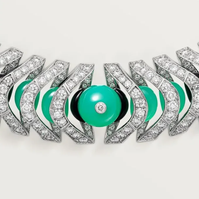Náhrdelník Geometrie & Contrastes, chrysopras, pavé