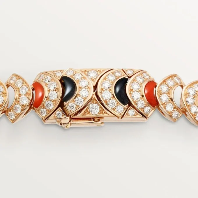 Náhrdelník Geometrie & Contrastes, korál, pavé