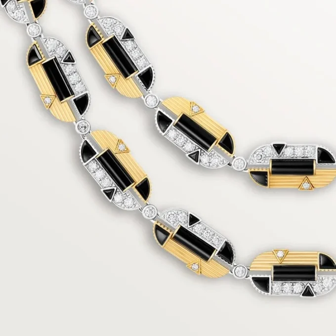 Náhrdelník Geometrie & Contrastes, onyx, univerzální, s pavé