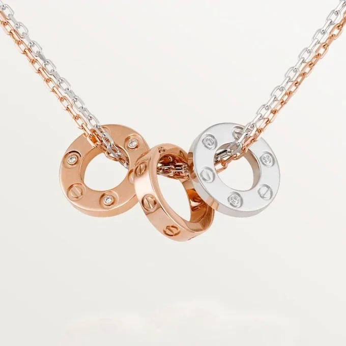 Náhrdelník Love, 6 diamantů – růžové zlato, bílé zlato, diamanty – Cartier