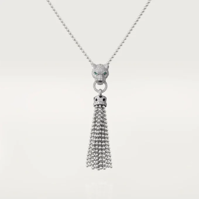 Náhrdelník Panthere De Cartier – bílé zlato, černý lak, smaragdy, onyx, diamanty – Cartier