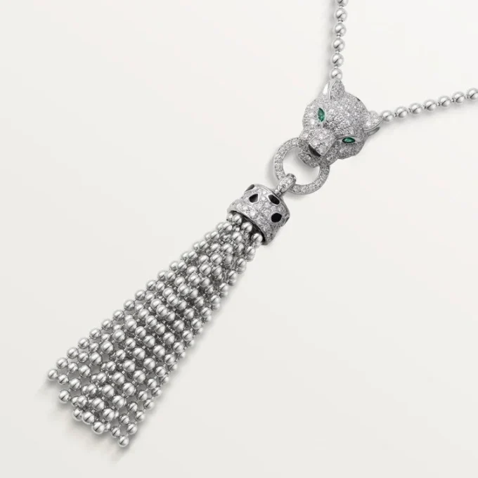 Náhrdelník Panthere De Cartier – bílé zlato, černý lak, smaragdy, onyx, diamanty – Cartier