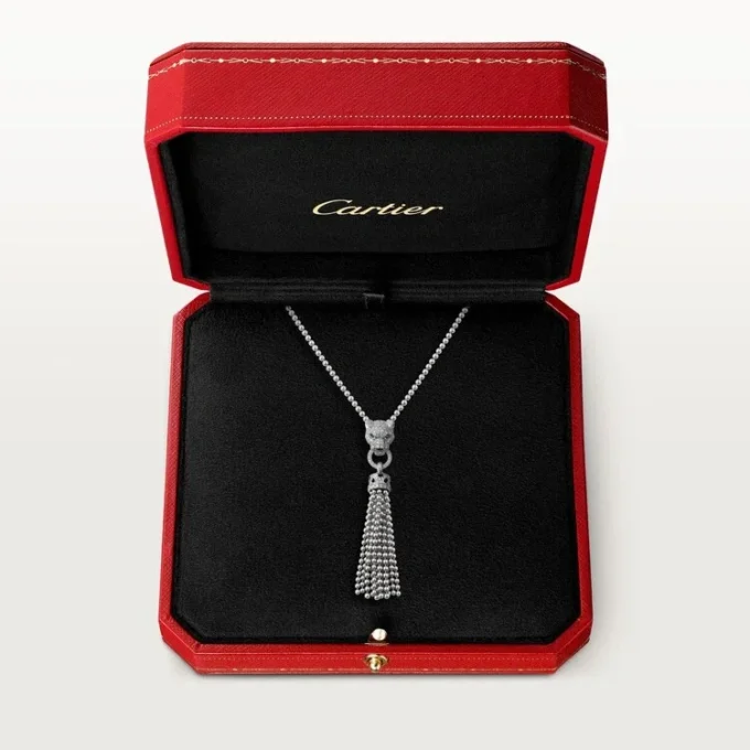 Náhrdelník Panthere De Cartier – bílé zlato, černý lak, smaragdy, onyx, diamanty – Cartier