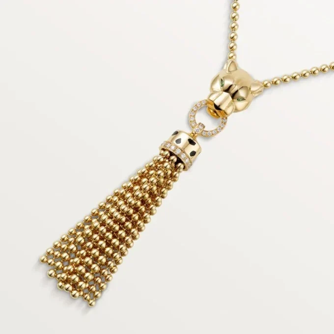 Náhrdelník Panthere De Cartier – žluté zlato, černý lak, tsavoritové granáty, onyx, diamanty – Cartier