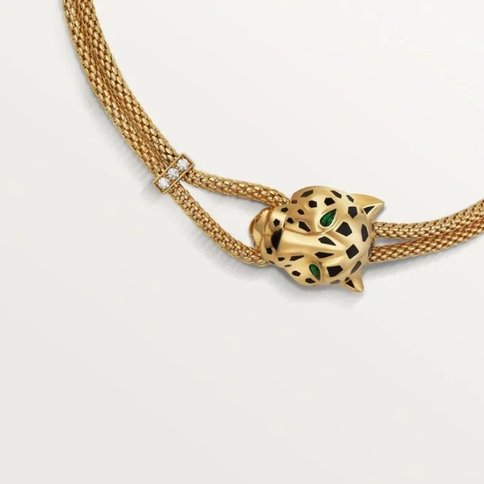 Náhrdelník Panthere De Cartier – žluté zlato, lak, diamanty, tsavoritový granát, onyx – Cartier