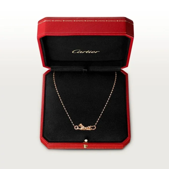 Náhrdelník Panthere De Cartier – růžové zlato, tsavoritové granáty, diamanty – Cartier