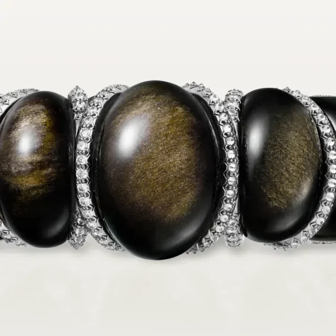 Náramek Cartier Libre Tressage, obsidián, diamanty