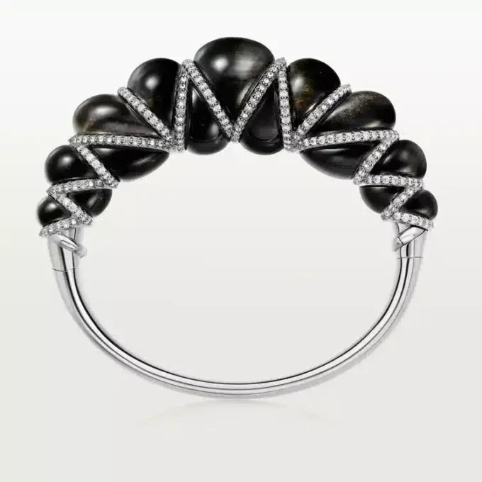 Náramek Cartier Libre Tressage, obsidián, diamanty