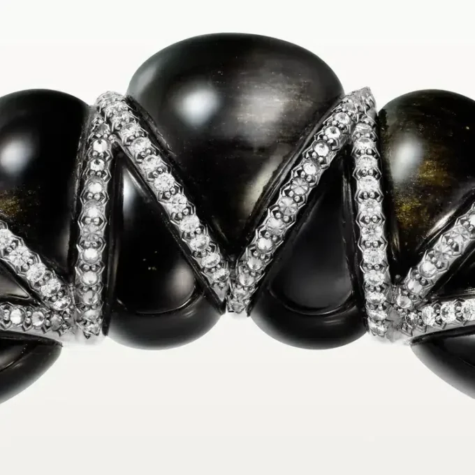 Náramek Cartier Libre Tressage, obsidián, diamanty
