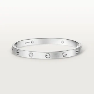 Náramek Love, klasický model, kartáčovaný, 4 diamanty