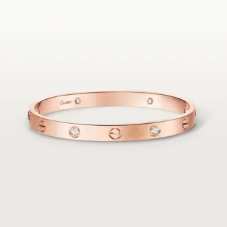 Náramek Love, klasický model, kartáčovaný, 4 diamanty
