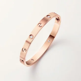 Náramek Love, klasický model, kartáčovaný, 4 diamanty