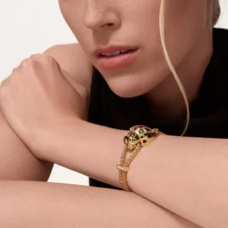 Náramek Panthere De Cartier, na řetízku, diamanty