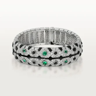 Náramek Panthere De Cartier, smaragd, pavé