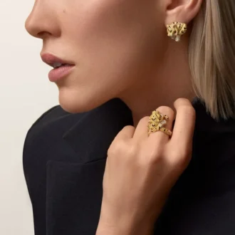 Náušnice Faune Et Flore De Cartier, žluté, oranžové a hnědé diamanty, pavé