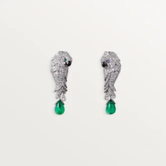 Náušnice Faune Et Flore De Cartier, smaragdové kapky, pavé