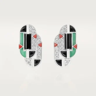 Náušnice Geometrie & Contrastes, chrysopras, pavé