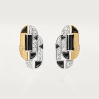 Náušnice Geometrie & Contrastes, onyx, pavé