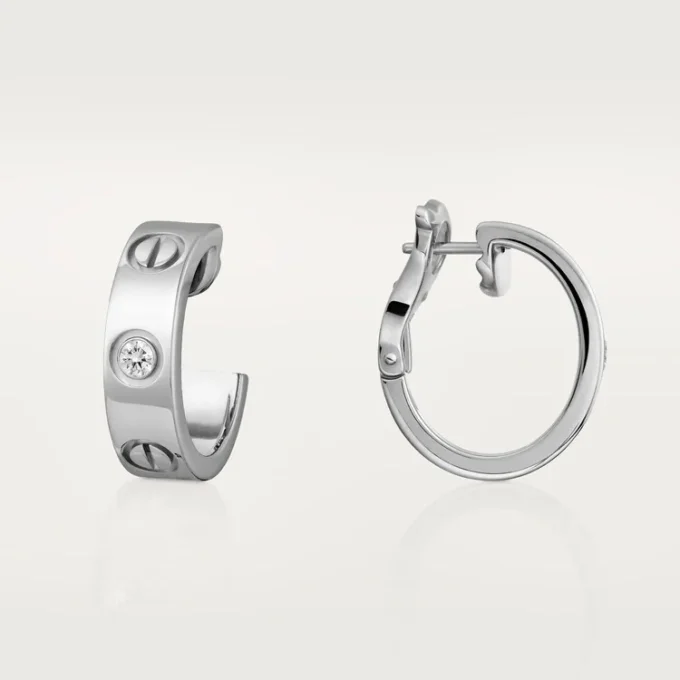 Náušnice Love, 2 diamanty – bílé zlato, diamanty – Cartier