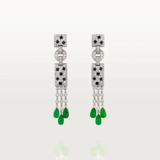 Náušnice Panthere De Cartier – bílé zlato, smaragdy, onyx, diamanty – Cartier