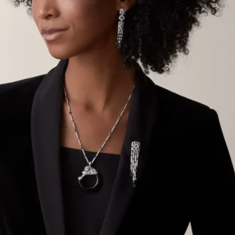 Náušnice Panthere De Cartier – bílé zlato, smaragdy, onyx, diamanty – Cartier