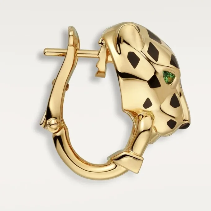 Náušnice Panthere De Cartier – žluté zlato, lak, diamanty, tsavoritové granáty, onyx – Cartier