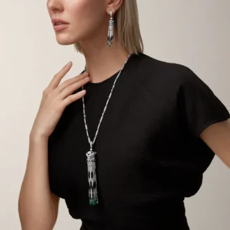 Náušnice Panthere De Cartier, smaragdy, pavé