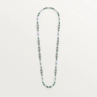 Šperkový náhrdelník – bílé zlato, chalcedon, skarn, tyrkys, černý lak, diamanty – Cartier