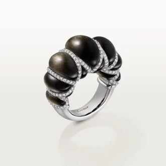 Prsten Cartier Libre Tressage, obsidián, diamanty