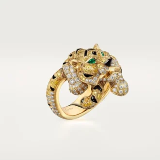 Prsten Faune Et Flore De Cartier, žluté, oranžové a hnědé diamanty, pavé